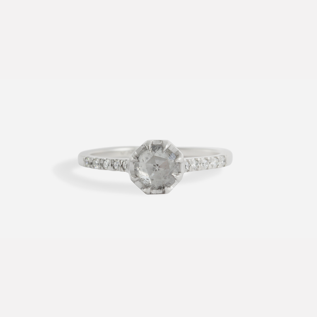 Pave 8 Octagon / Salt + Pepper Diamond + Platinum By fitzgerald jewelry