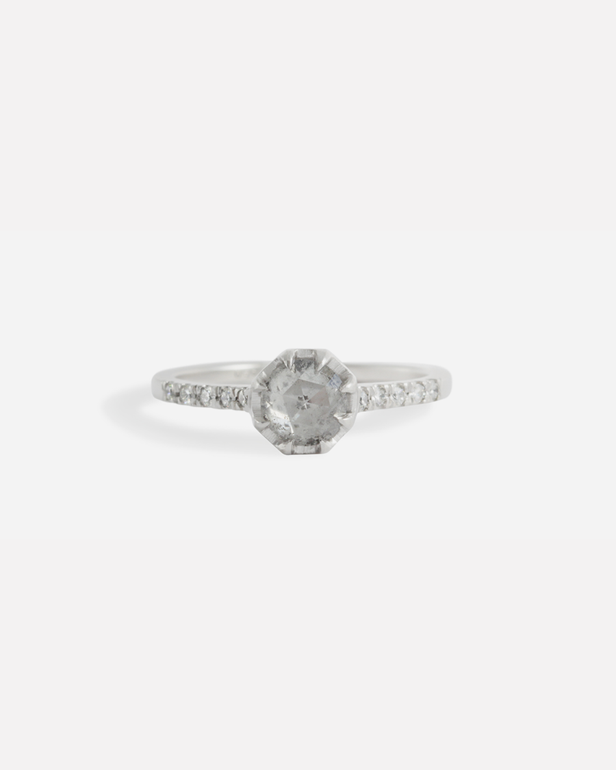 Pave 8 Octagon / Salt + Pepper Diamond + Platinum By fitzgerald jewelry in ENGAGEMENT Category
