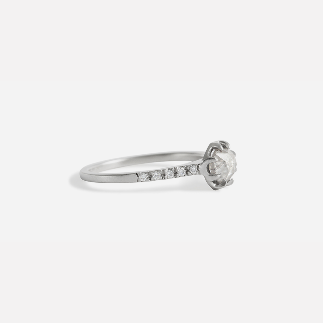Pave 8 Octagon / Salt + Pepper Diamond + Platinum By fitzgerald jewelry in Engagement Rings Category