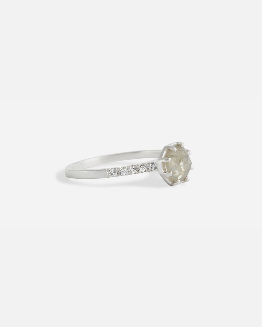 Pave 8 Octagon / Yellowish Diamond + Platinum By fitzgerald jewelry in ENGAGEMENT Category