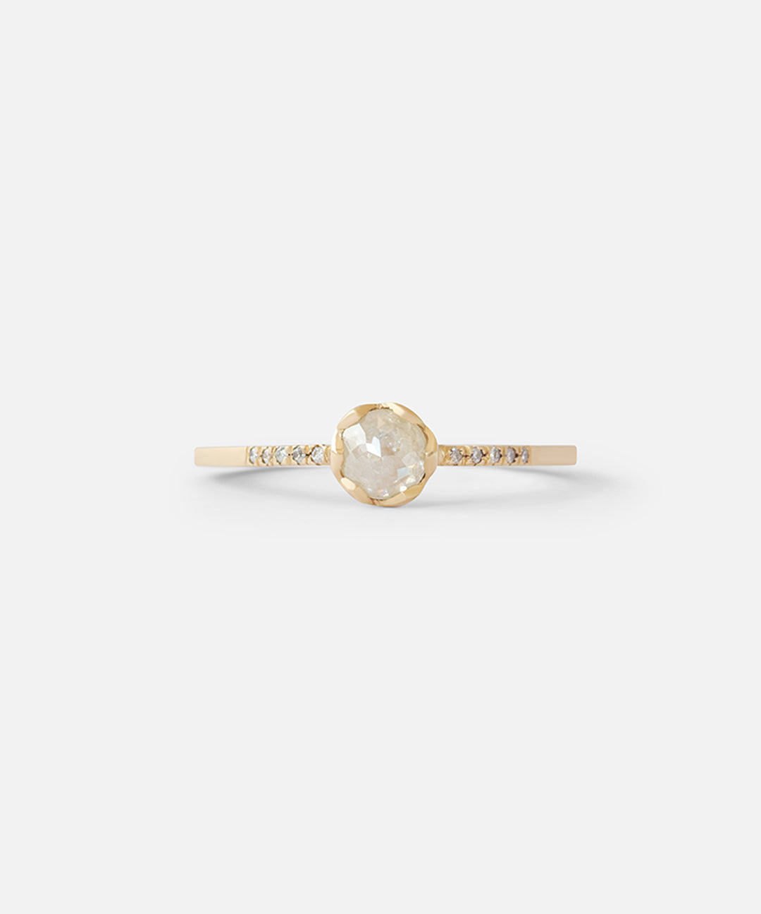 Pave 2 / 4mm Milky Diamond Ring By Hiroyo