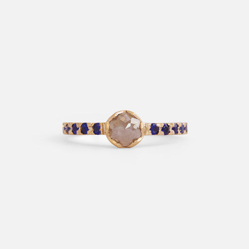Pave / Milky Diamond + Sapphire Ring By Hiroyo in ENGAGEMENT Category