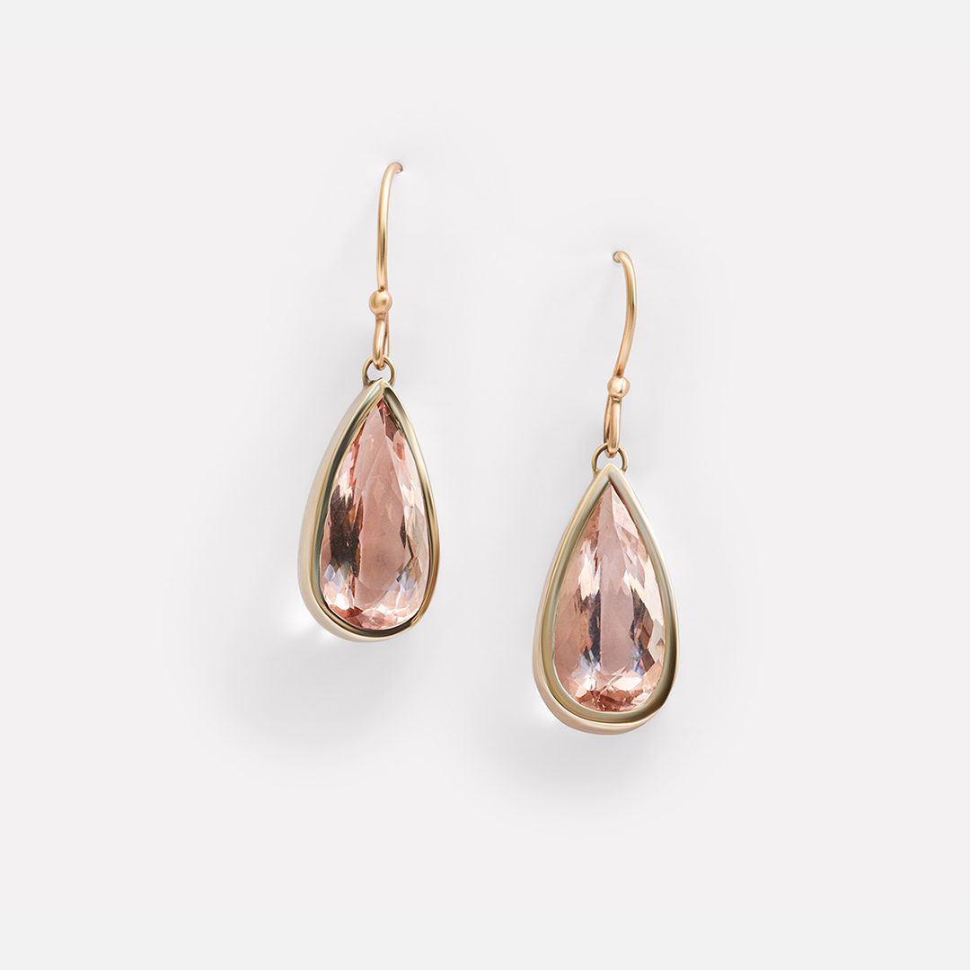 Pear / Morganite Drop Earrings By fitzgerald jewelry in earrings Category