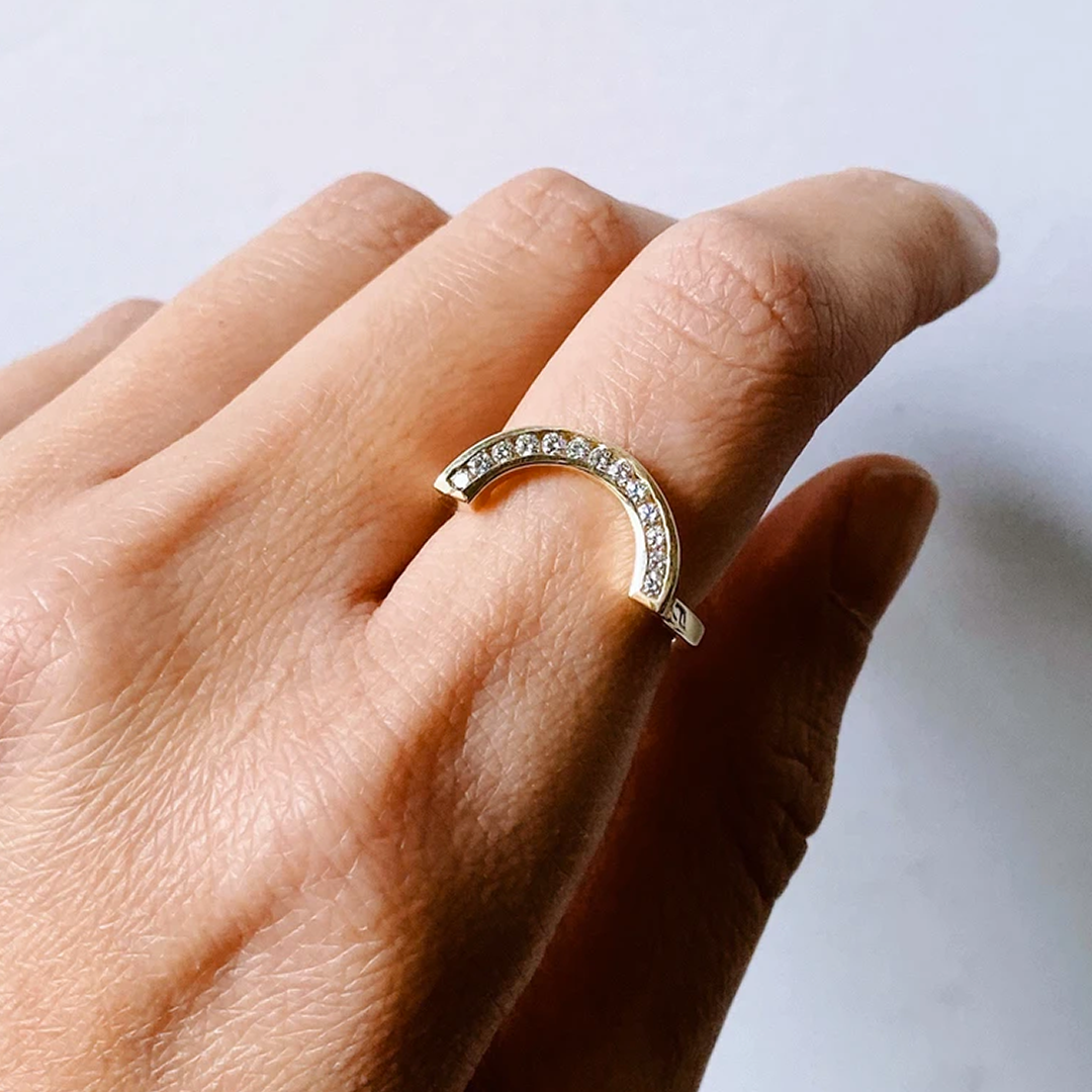 Petite Rainbow / White Diamond Ring By Casual Seance in rings Category