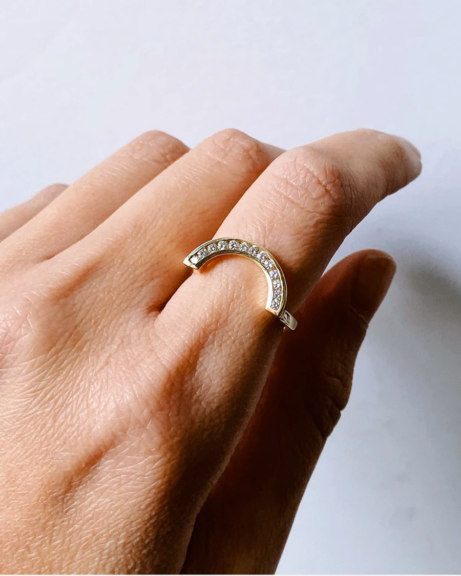 Petite Rainbow / White Diamond Ring By Casual Seance in rings Category