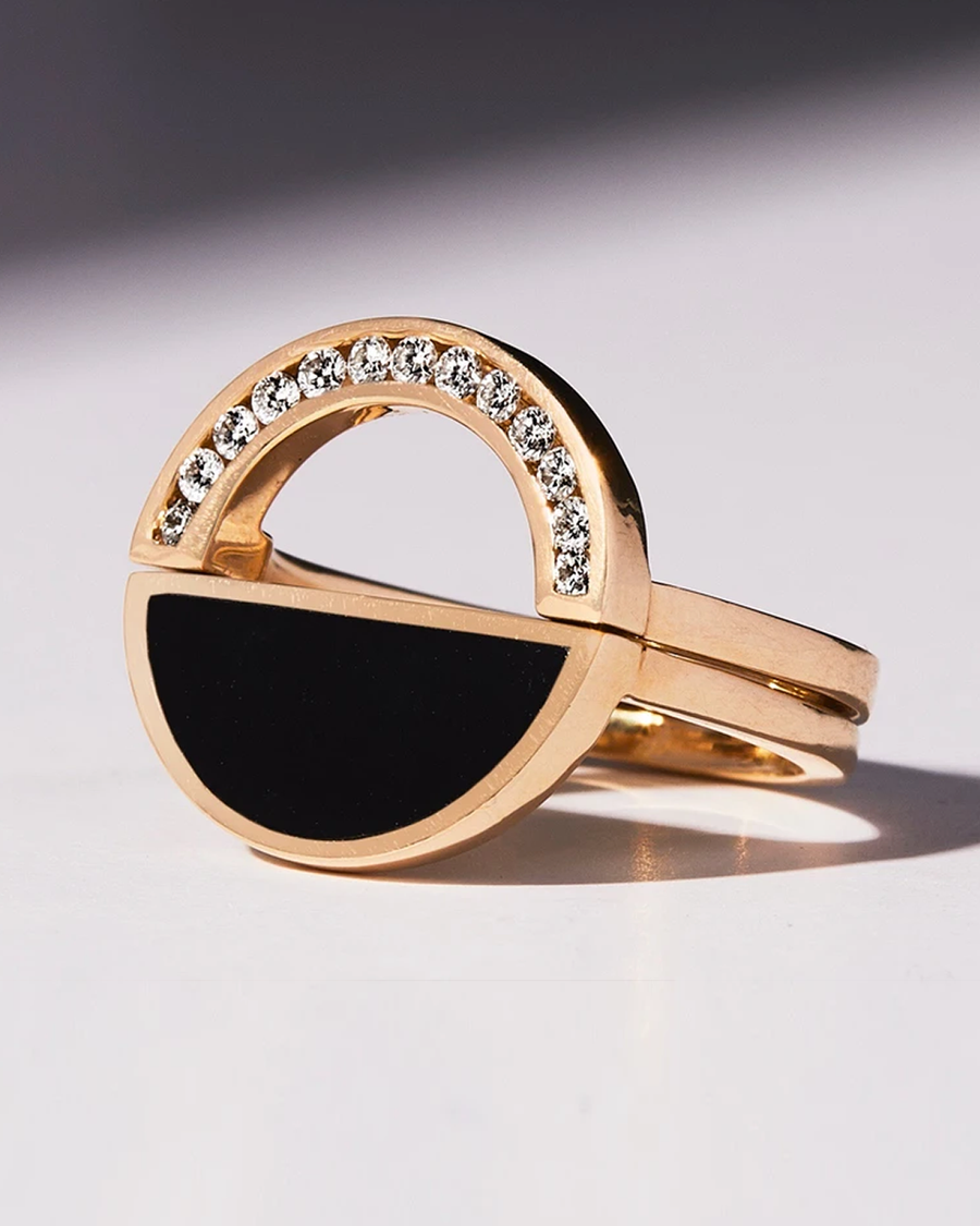 Petite Rainbow / White Diamond Ring By Casual Seance in rings Category