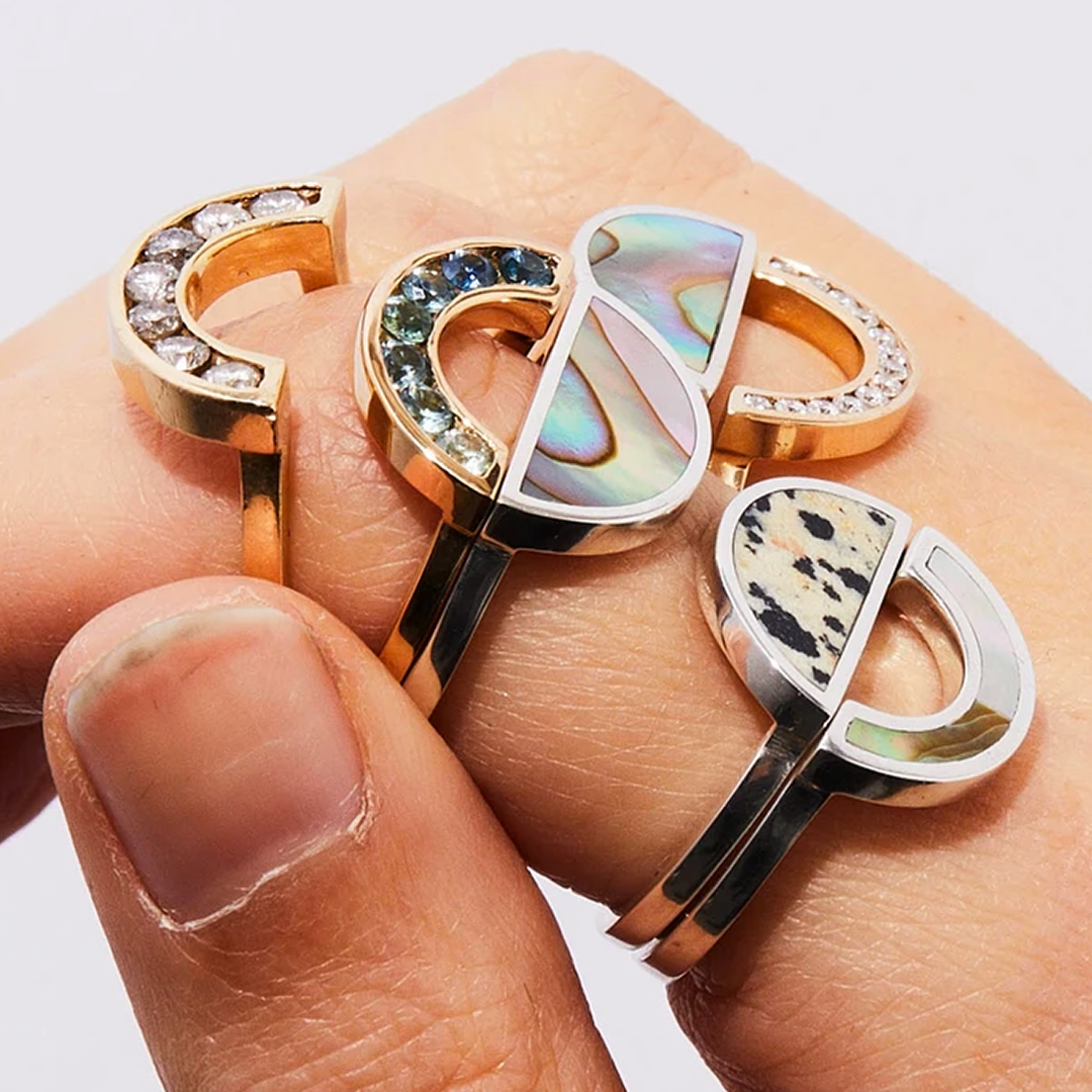 Rainbow / Grey Diamond Ring By Casual Seance in rings Category