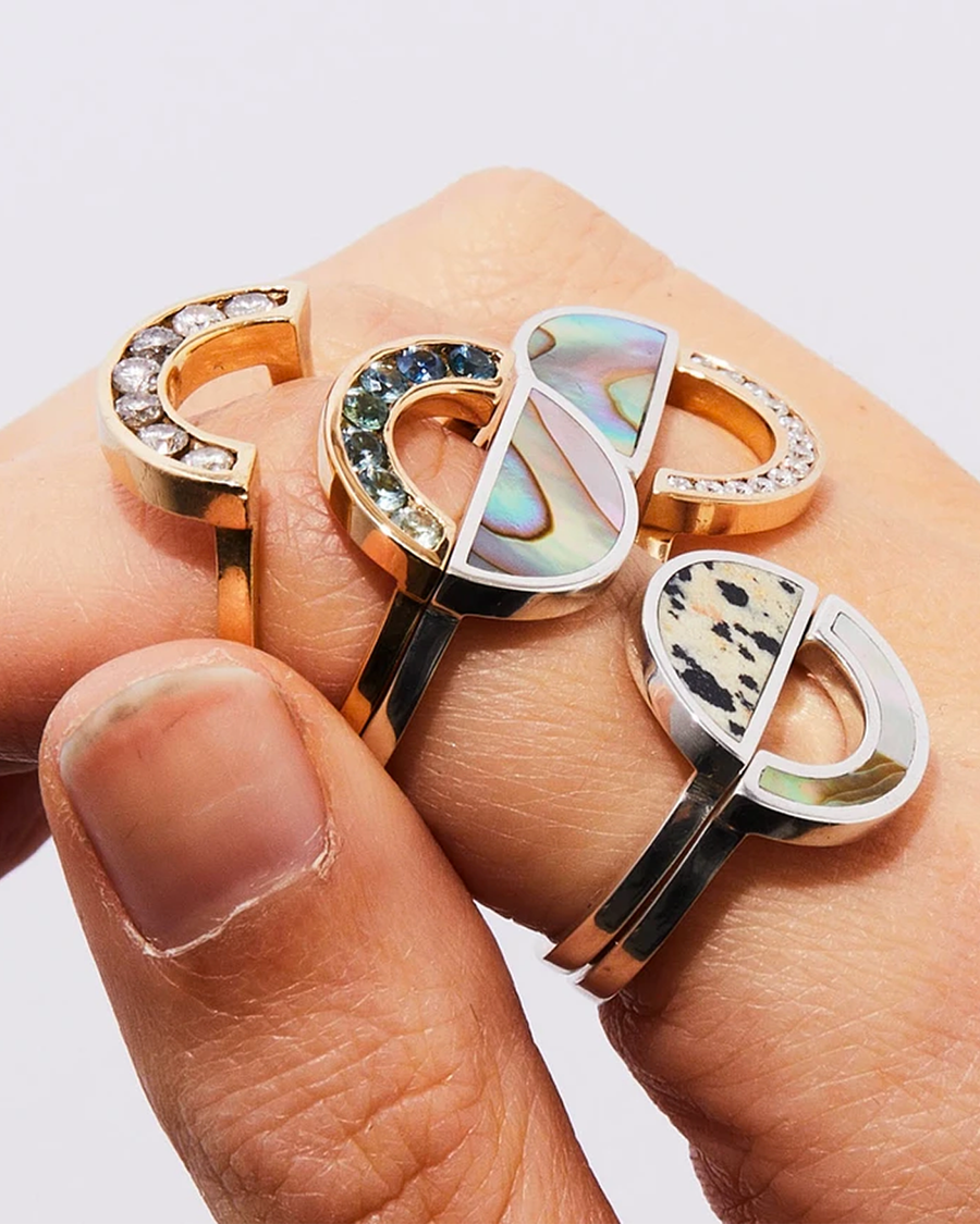 Rainbow / Grey Diamond Ring By Casual Seance in rings Category