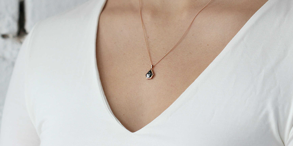 Rock Pendant / Salt + Pepper Diamond By Hiroyo in pendants Category