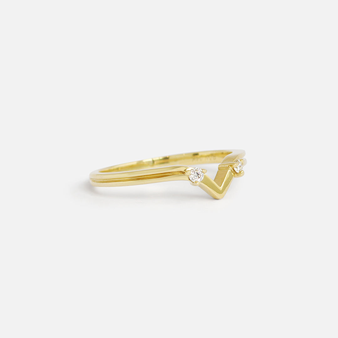 Canal / Curved 2 Diamond Ring By Ruowei in WEDDING Category