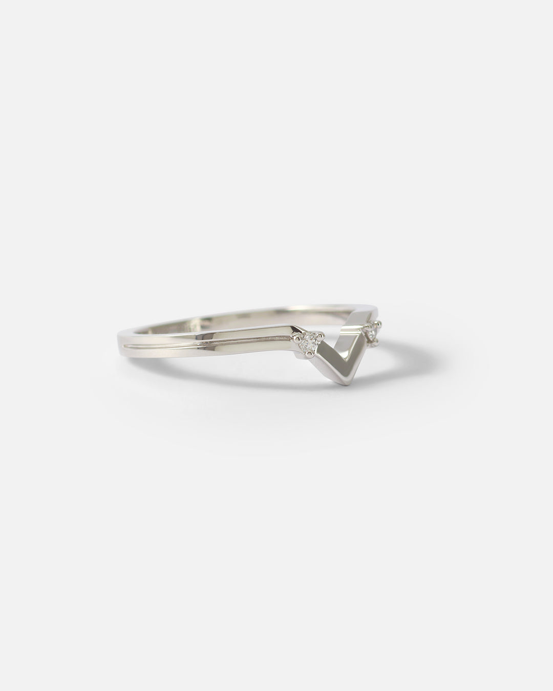 Side view of Canal / Curved 2 Stone Ring by Ruoria in Platinum