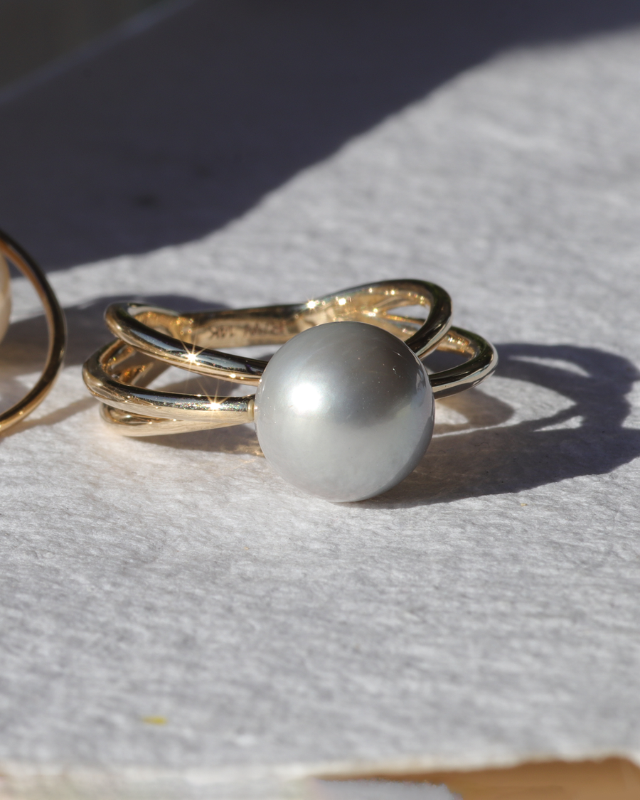 WeiWave / Trio Tahitian Pearl Ring By Ruowei in rings Category