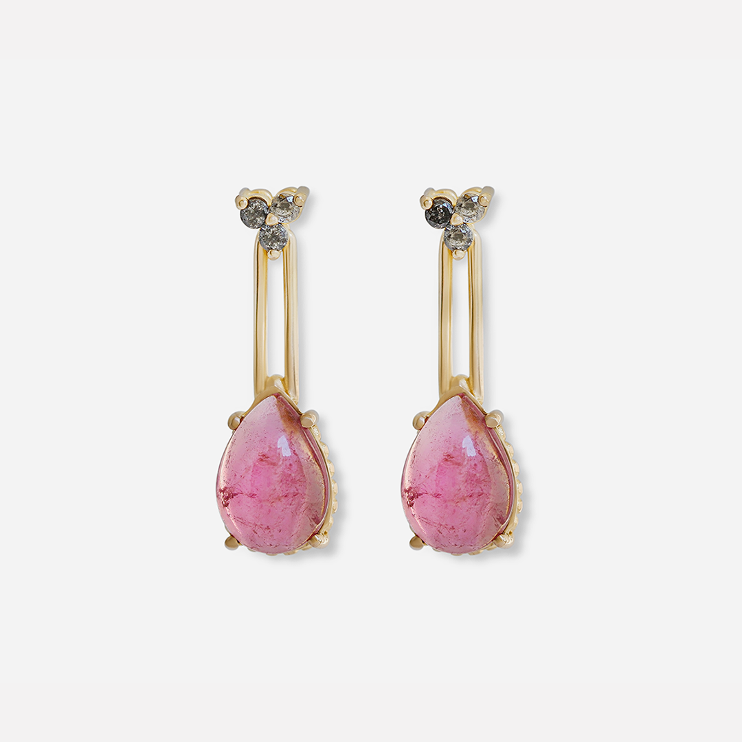 Skull / Tourmaline + Black Diamond Drop Earrings By fitzgerald jewelry in earrings Category