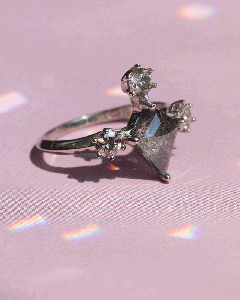 Kyte / Salt + Pepper Diamond Ring By fitzgerald jewelry in ENGAGEMENT Category