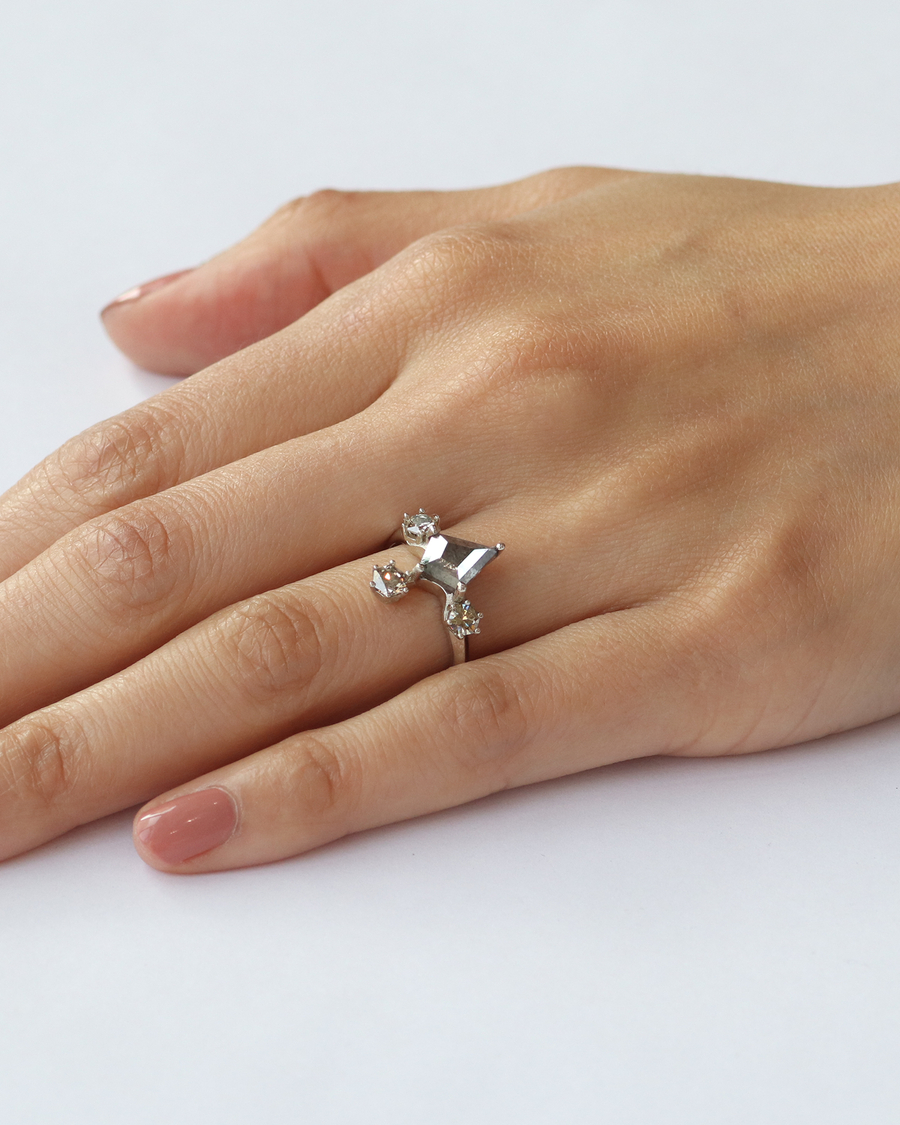 Kyte / Salt + Pepper Diamond Ring By fitzgerald jewelry in ENGAGEMENT Category