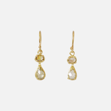 Silk / Cognac & Olive Diamond Drop Earrings By Hiroyo in earrings Category