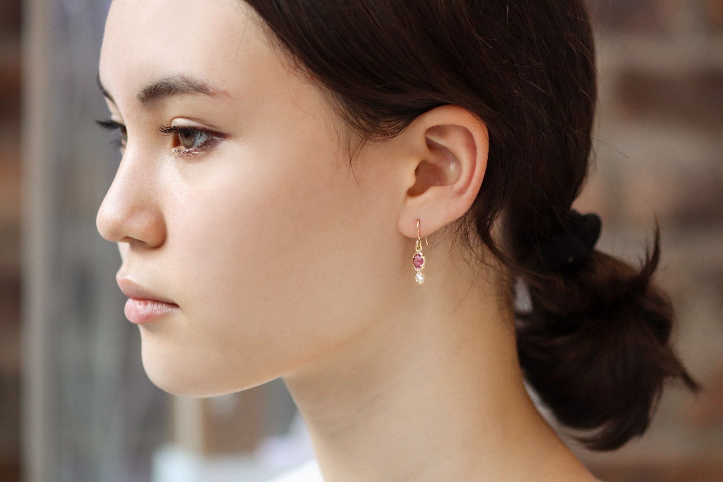 Silk / Pink & White Drop Earrings By Hiroyo in earrings Category