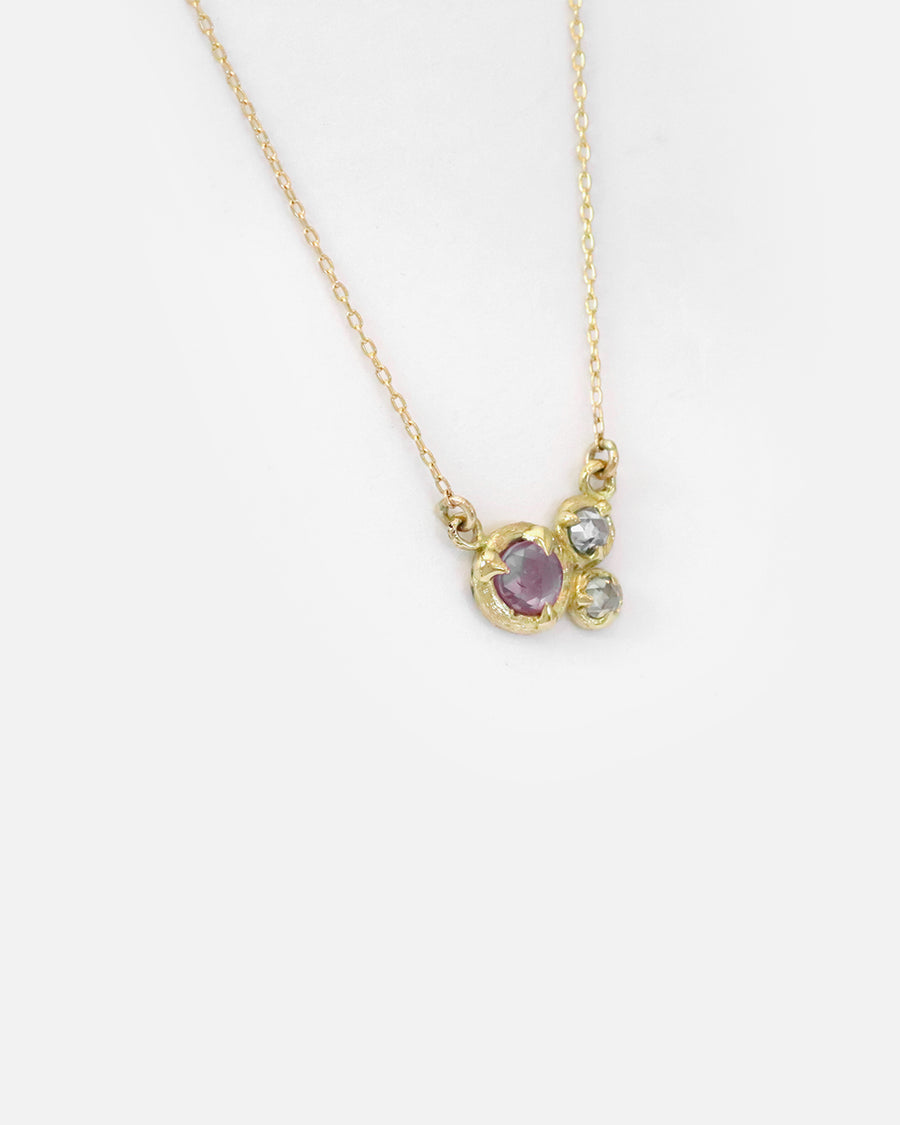 Silk / Pink Sapphire & Cloudy Diamond Pendant By Hiroyo in pendants Category
