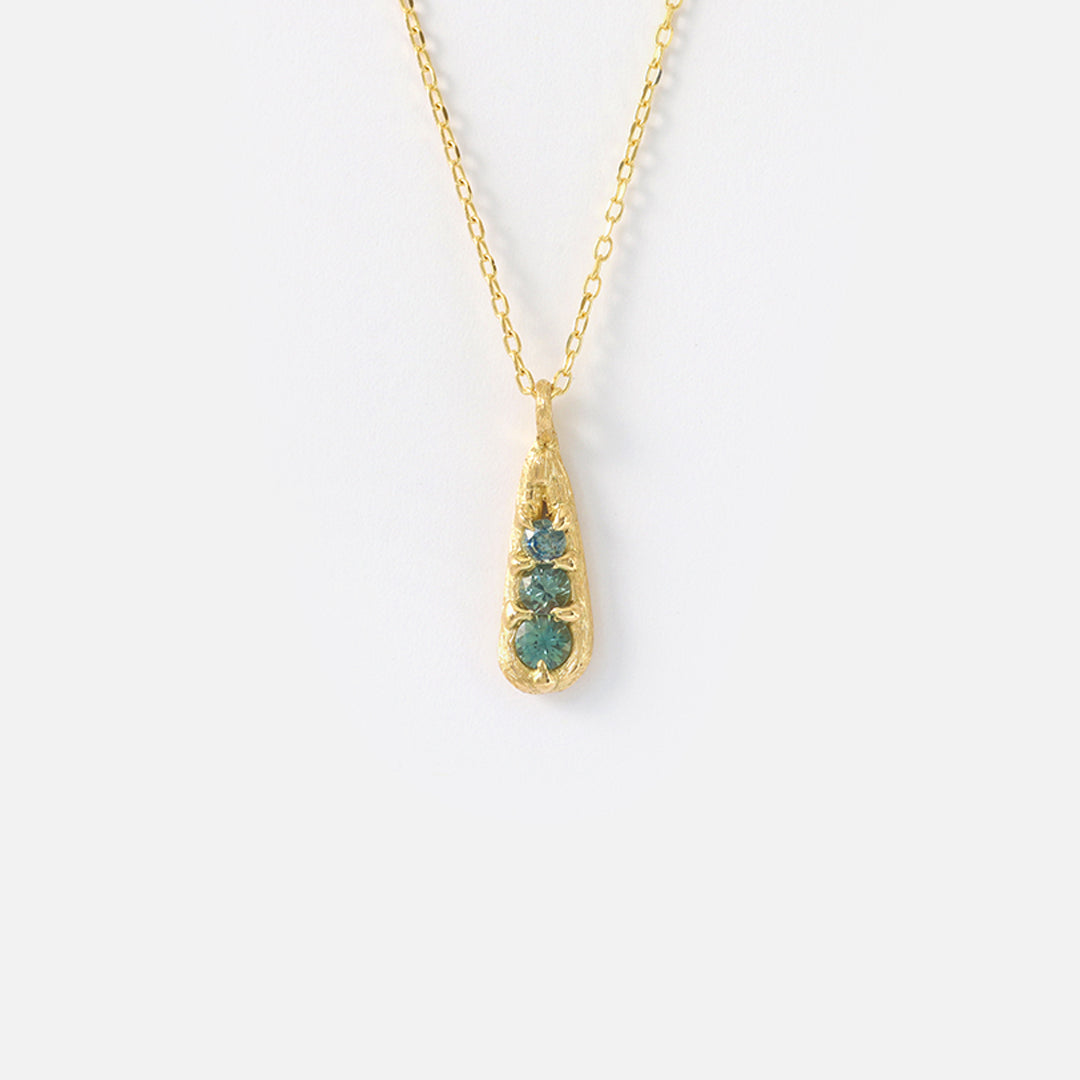 Silk / Blue Green Sapphire Pendant By Hiroyo