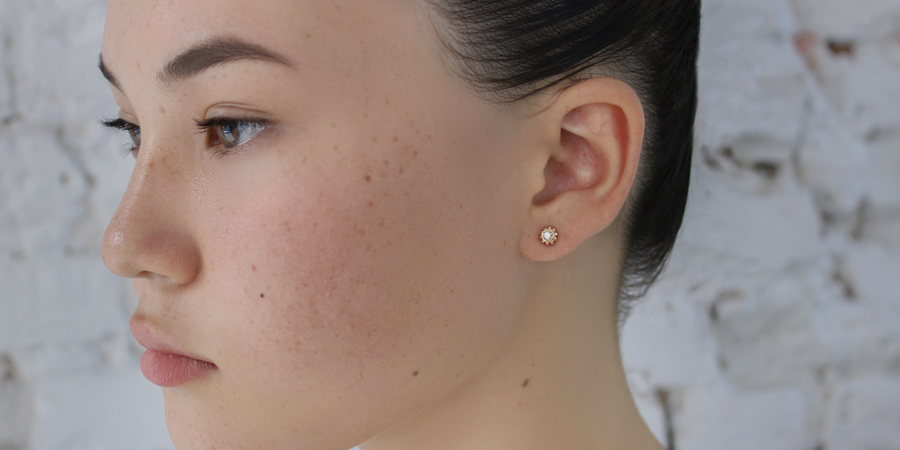 Skull Stud Earrings / Champagne Diamonds By fitzgerald jewelry in earrings Category