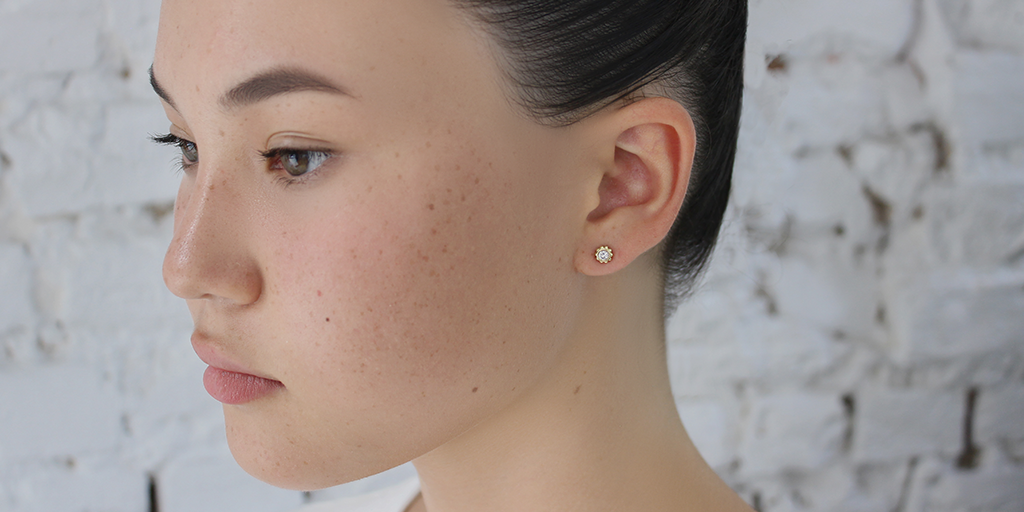 Skull Stud Earrings / White Diamonds By fitzgerald jewelry in earrings Category