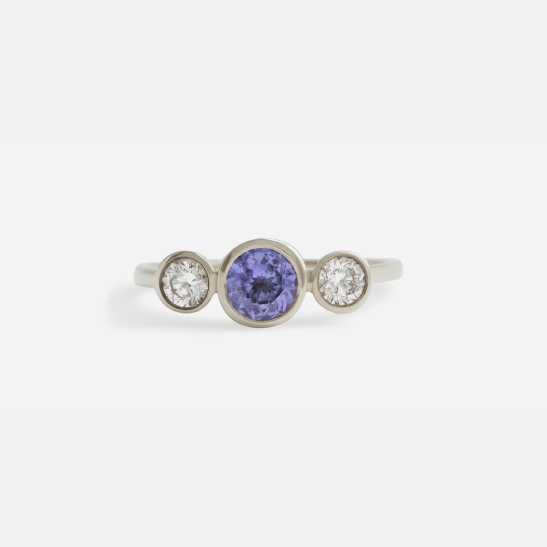 Pave 3 Stones / Tanzanite + Diamonds By fitzgerald jewelry in Engagement Rings Category