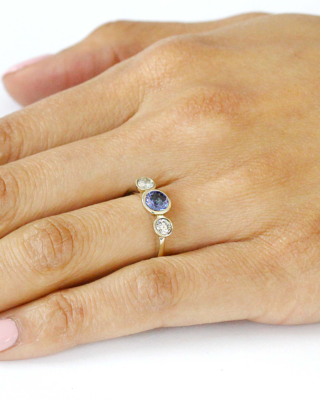 Pave 3 Stones / Tanzanite + Diamonds By fitzgerald jewelry in ENGAGEMENT Category