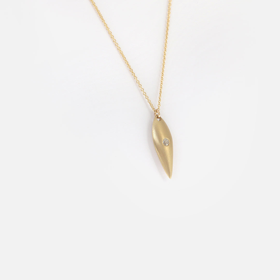 Small Leaf / One Diamond Pendant By Tricia Kirkland
