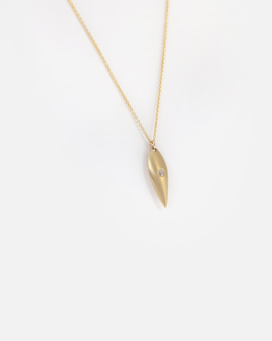 Small Leaf / One Diamond Pendant By Tricia Kirkland in pendants Category