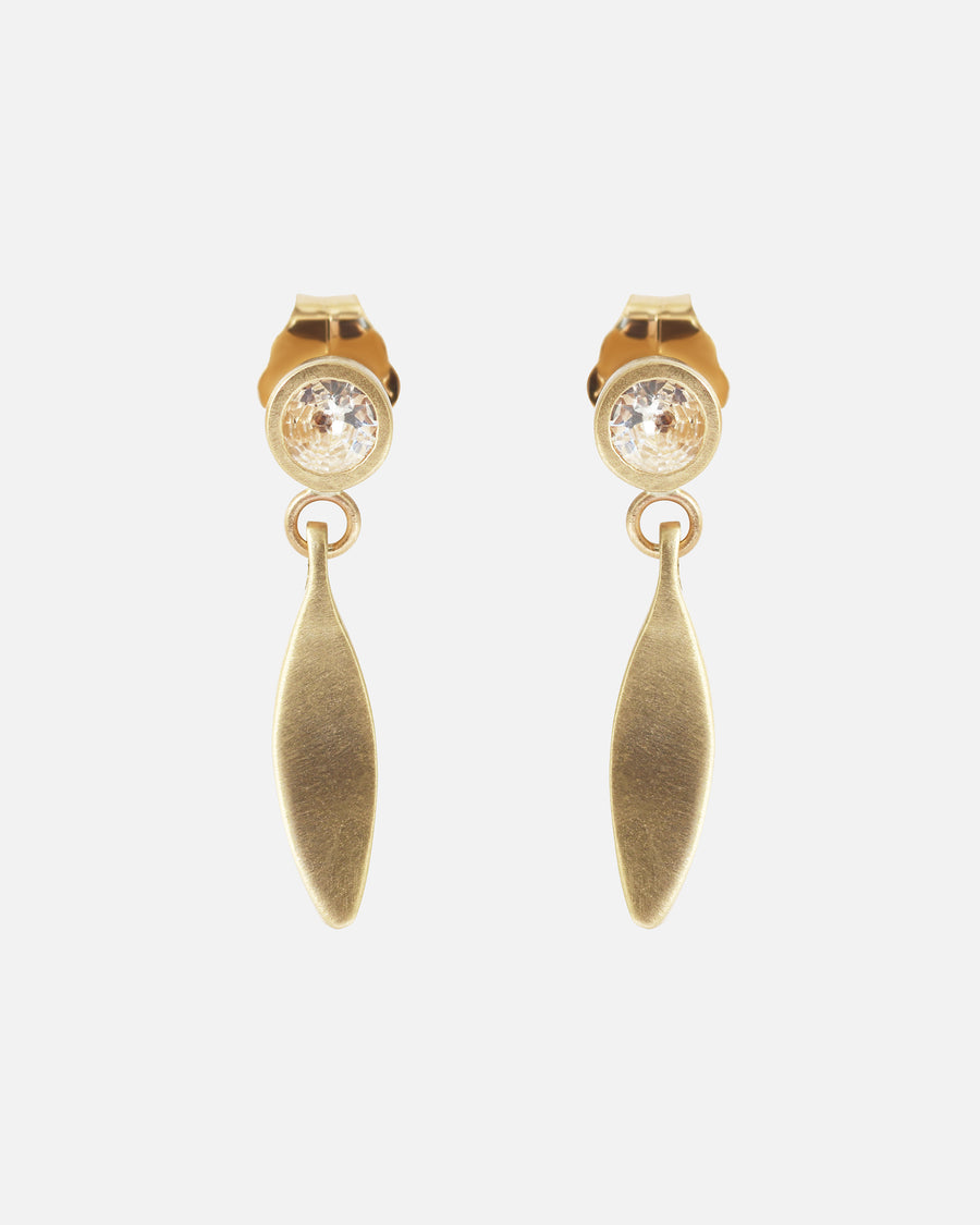Diamond Leaf / Drop Studs By Tricia Kirkland in earrings Category