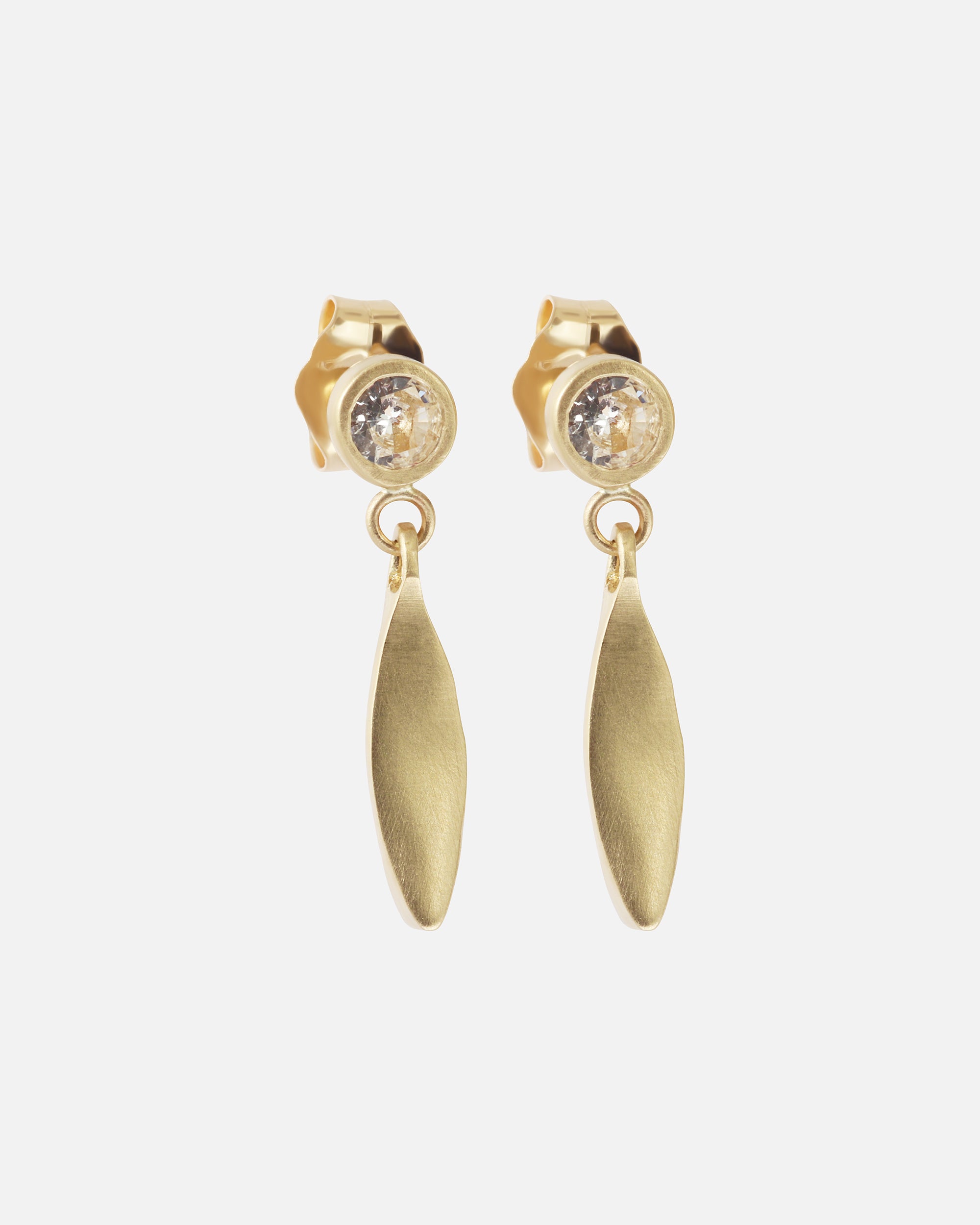 Diamond Leaf / Drop Studs By Tricia Kirkland in earrings Category