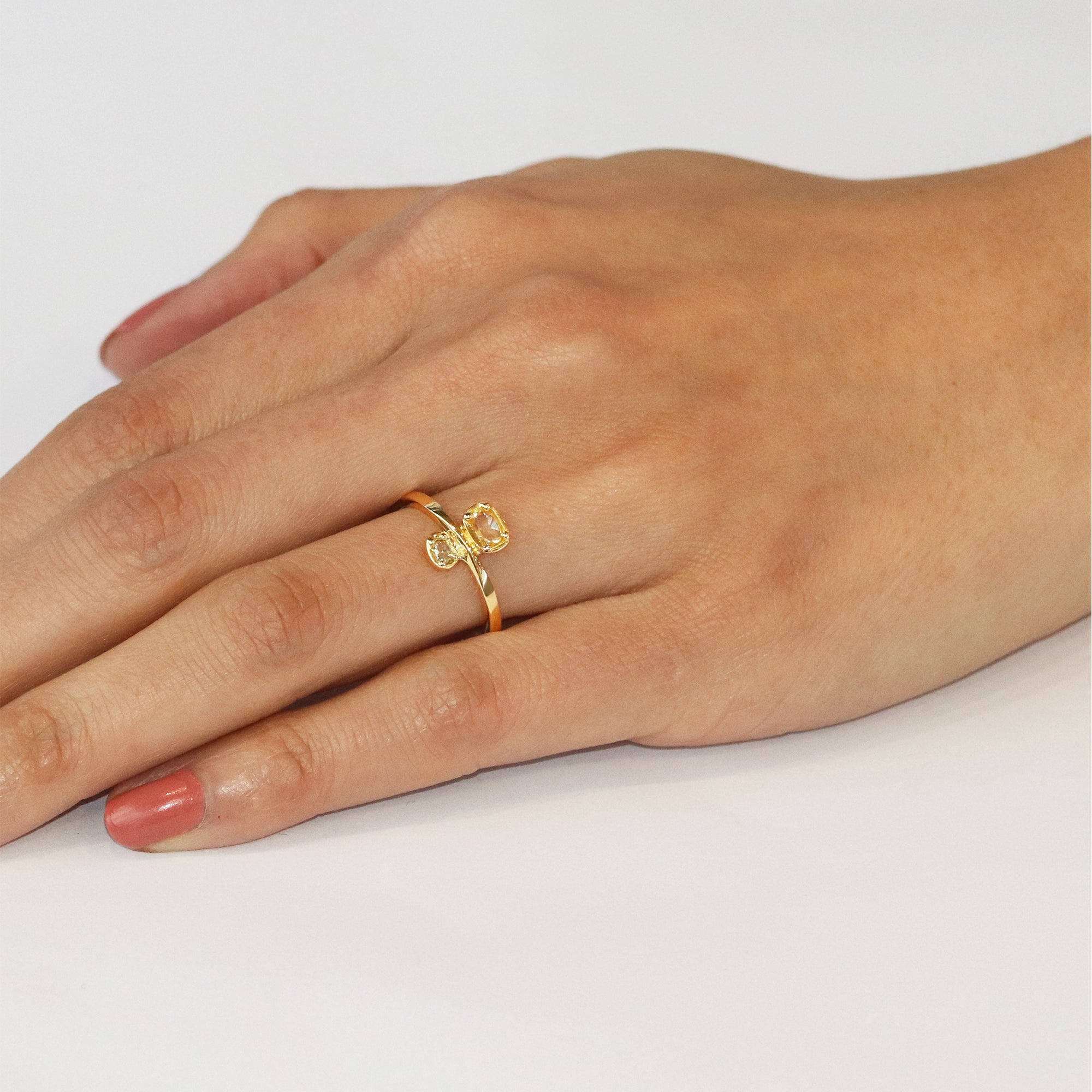 Toi Et Moi / Yellow & Cantaloupe Ring By fitzgerald jewelry