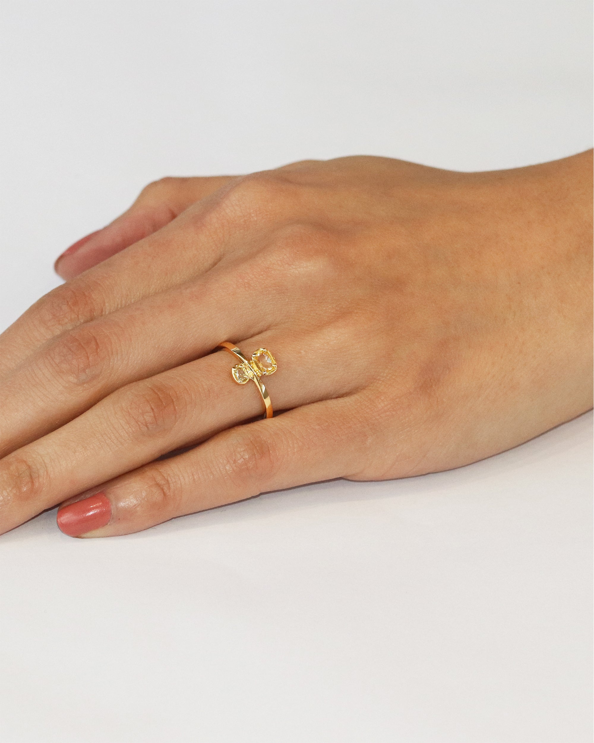 Toi Et Moi / Yellow & Cantaloupe Ring By fitzgerald jewelry