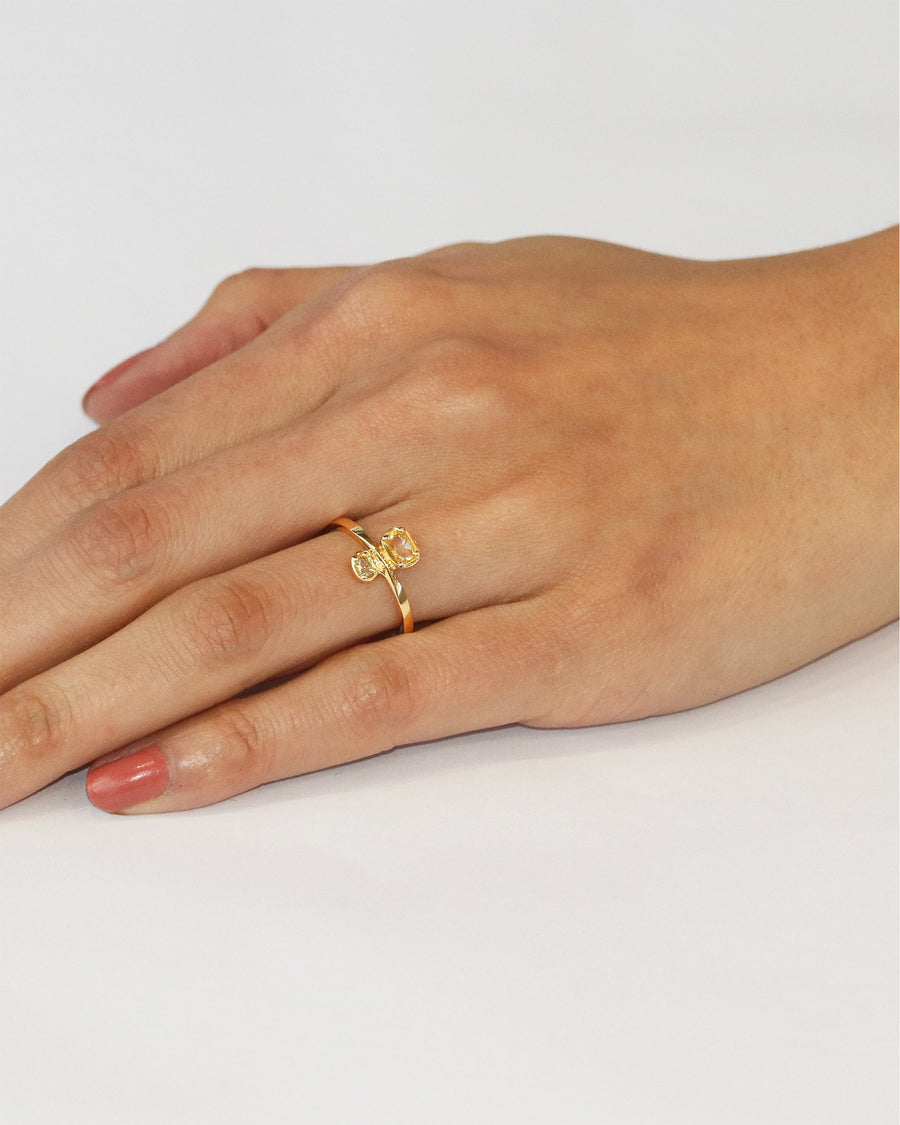 Toi Et Moi / Yellow & Cantaloupe Ring By fitzgerald jewelry in rings Category