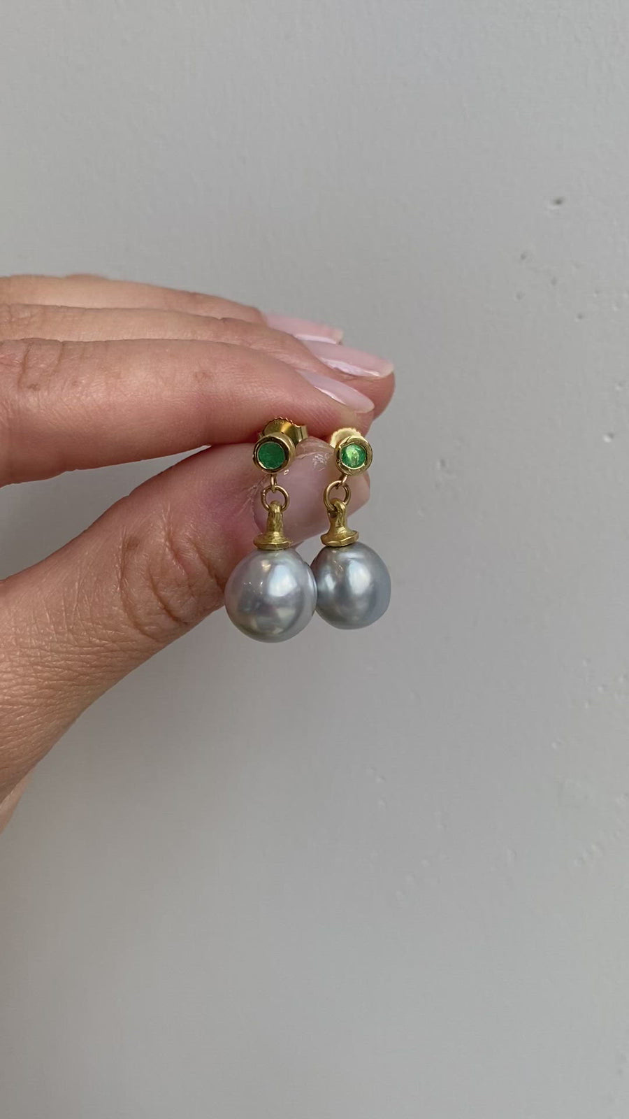 Umi / Emerald + South Sea Pearl Earrings