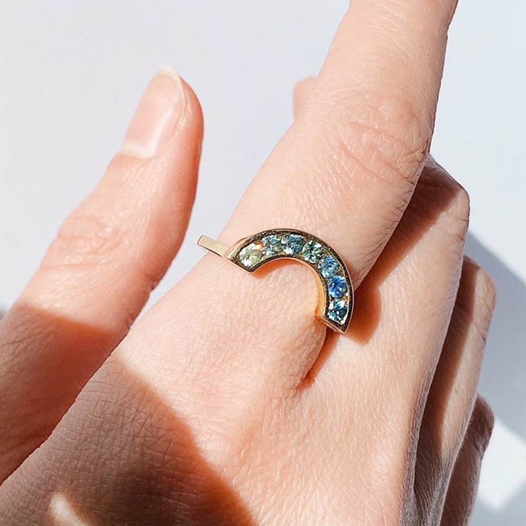 Rainbow / Ombre Sapphire Ring By Casual Seance in rings Category