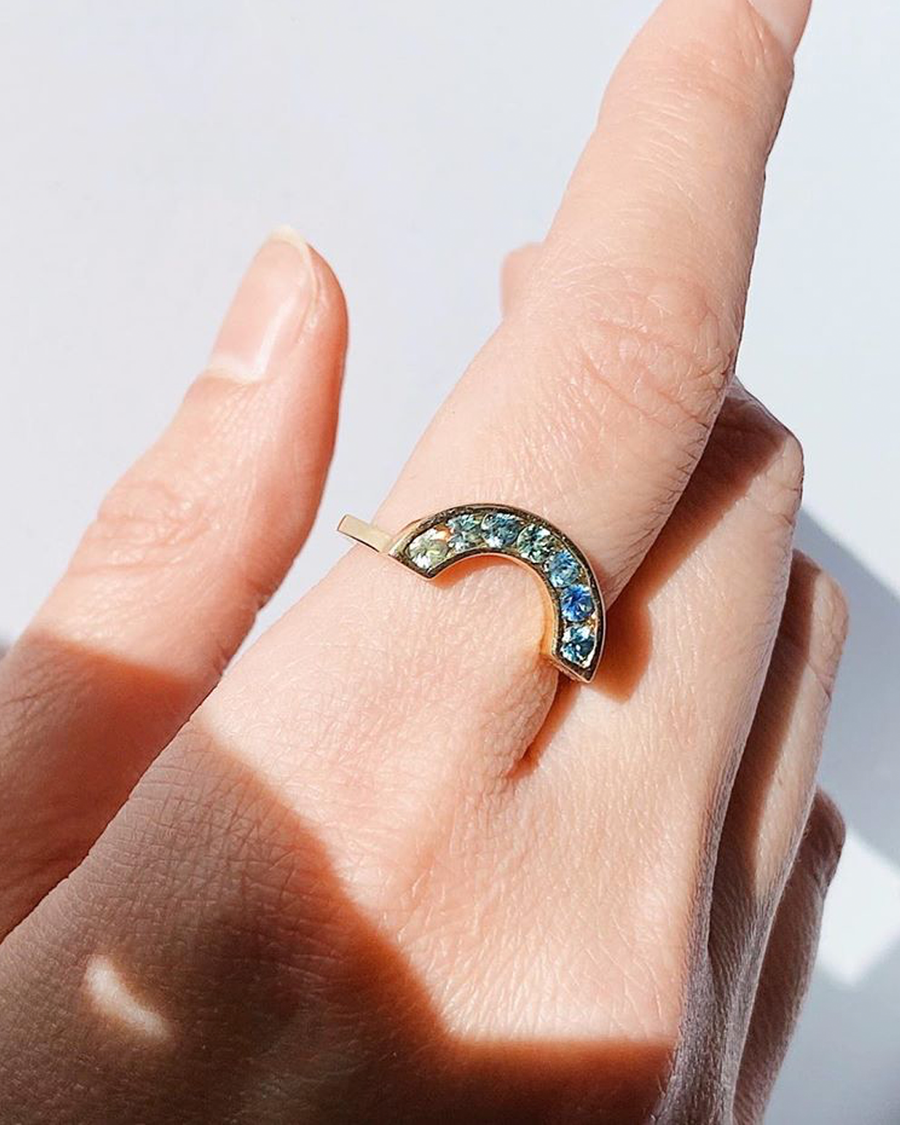 Rainbow / Ombre Sapphire Ring By Casual Seance in rings Category