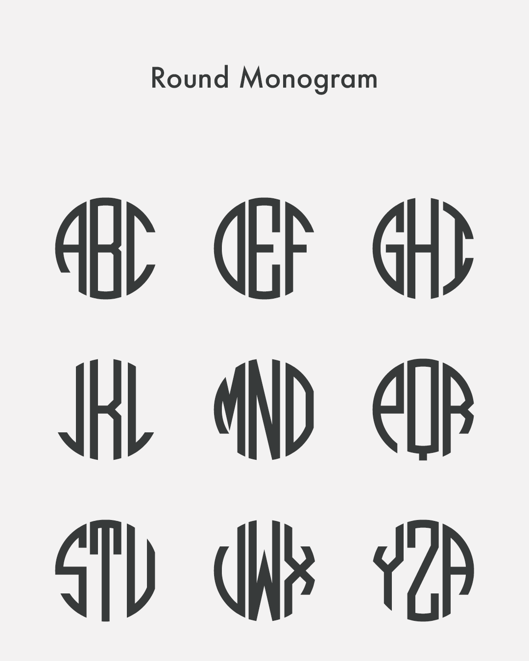 Jewelry Engraving Font Selection Round Monogram By Add On in Add Ons Category