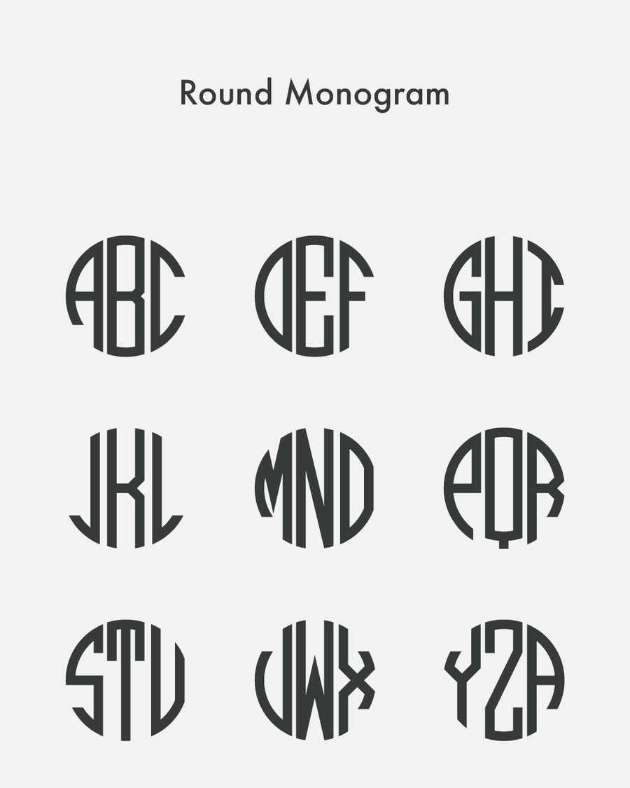 Jewelry Engraving Font Selection Round Monogram By Add On in Add Ons Category
