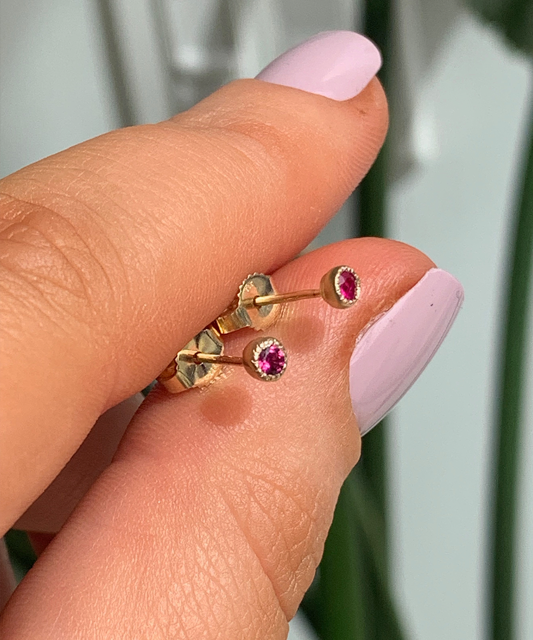 Melee Ball / Ruby Studs By Hiroyo