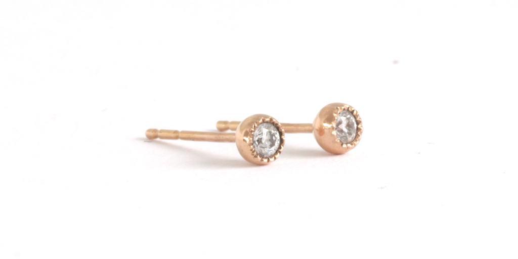 Melee Ball / White Diamonds Studs By Hiroyo in earrings Category