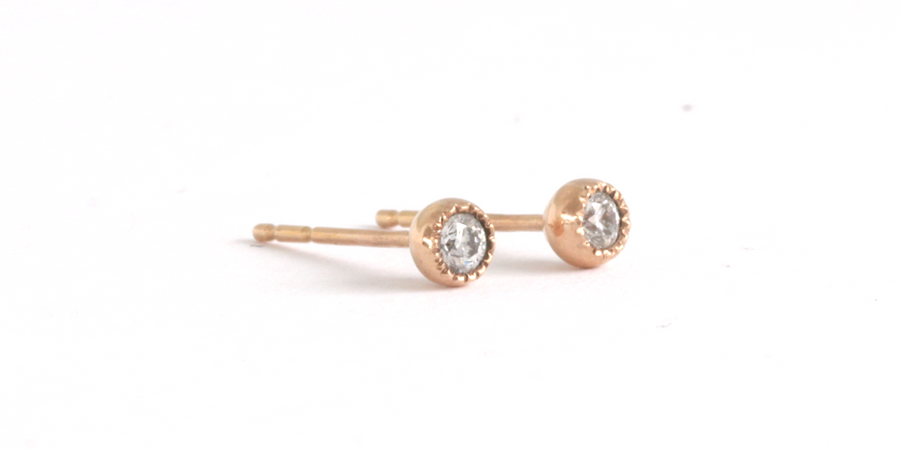 Melee Ball / White Diamonds Studs By Hiroyo in earrings Category