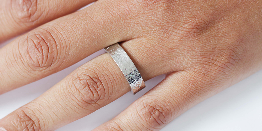 Flat Band / 6mm Reticulated By fitzgerald jewelry in WEDDING Category