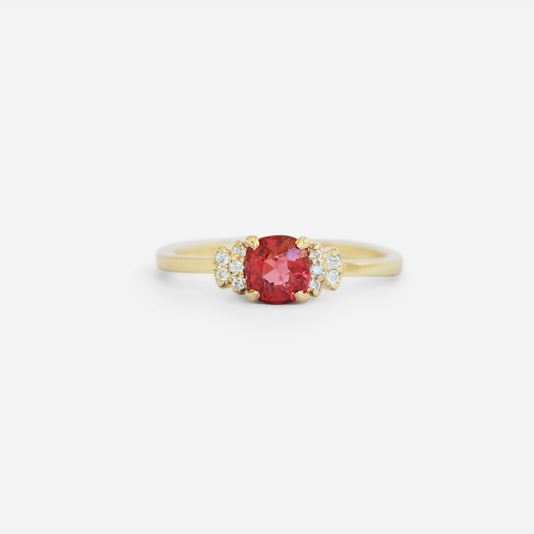 Diamond Bow Ring / Red Spinel By Nishi in Engagement Rings Category
