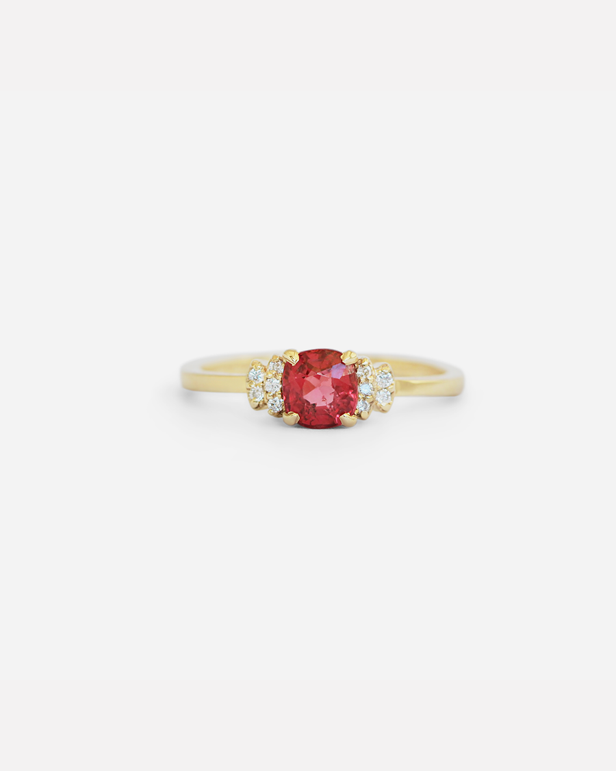 Diamond Bow Ring / Red Spinel By Nishi in ENGAGEMENT Category
