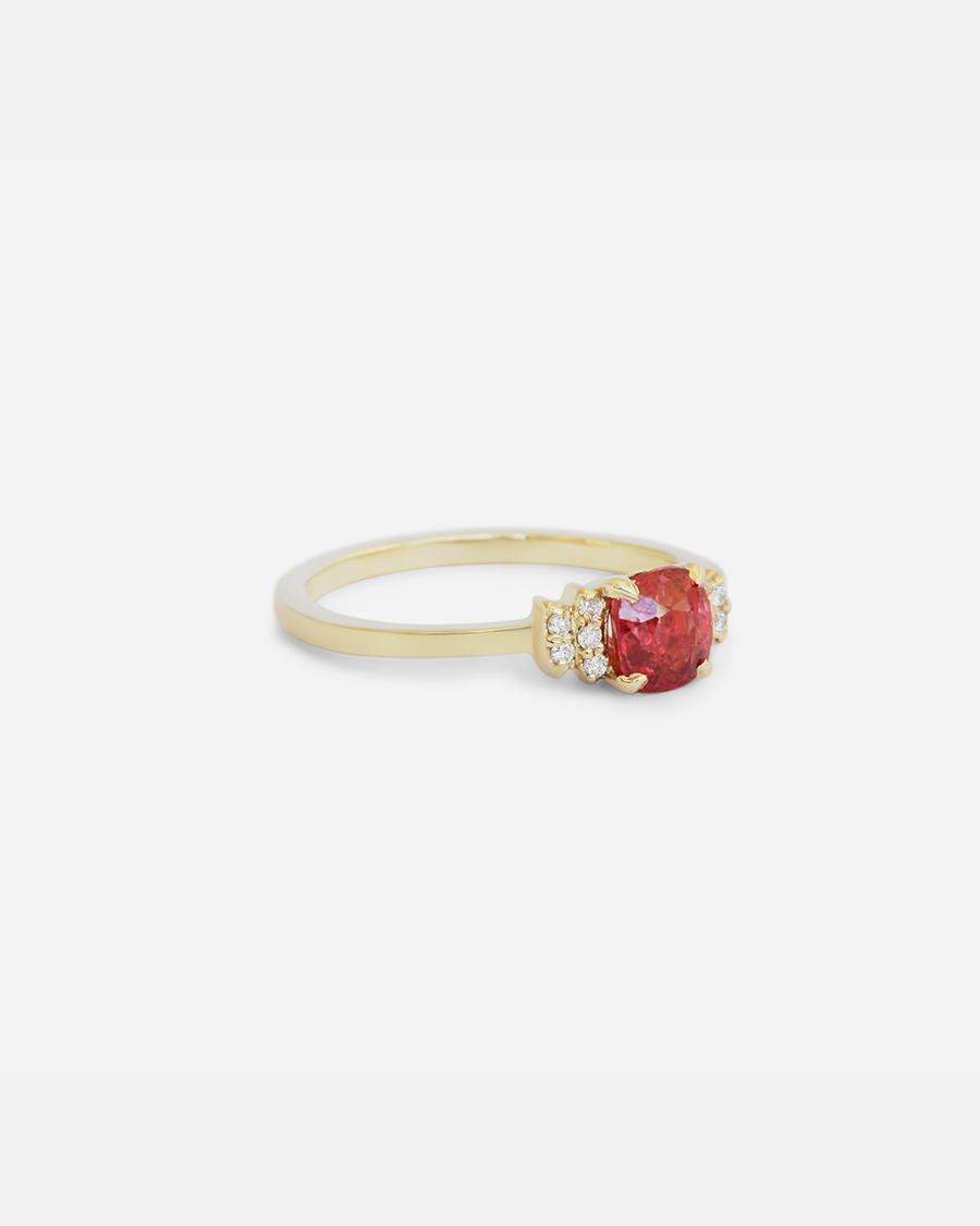 Diamond Bow Ring / Red Spinel By Nishi in ENGAGEMENT Category