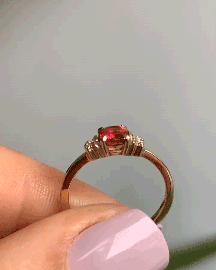 Diamond Bow Ring / Red Spinel By Nishi in ENGAGEMENT Category