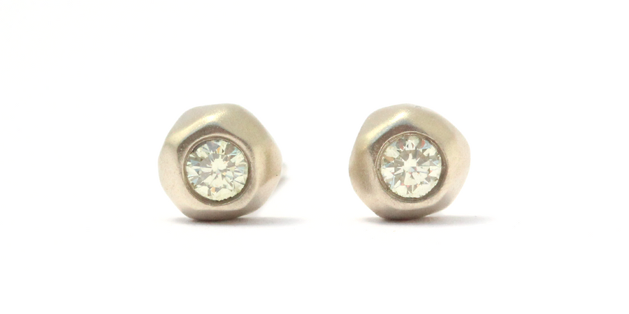Mini Pebble Studs / Yellow Diamond By Hiroyo in earrings Category