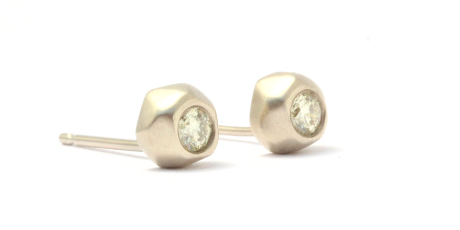 Mini Pebble Studs / Yellow Diamond By Hiroyo in earrings Category